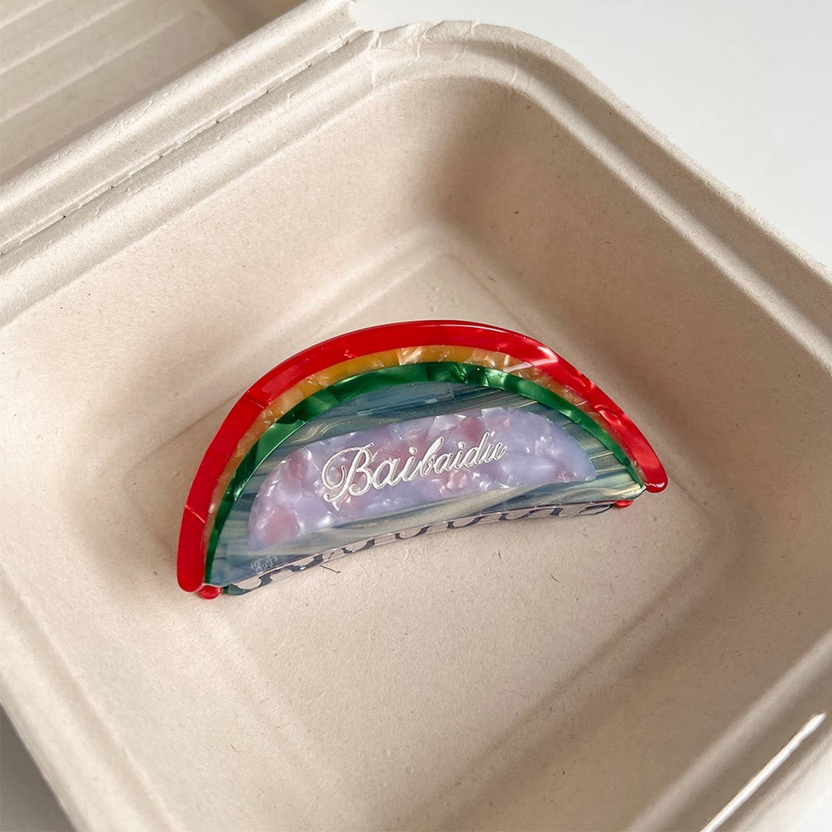 Sweet Rainbow Acetate Half-Moon Claw Clip ? Medium