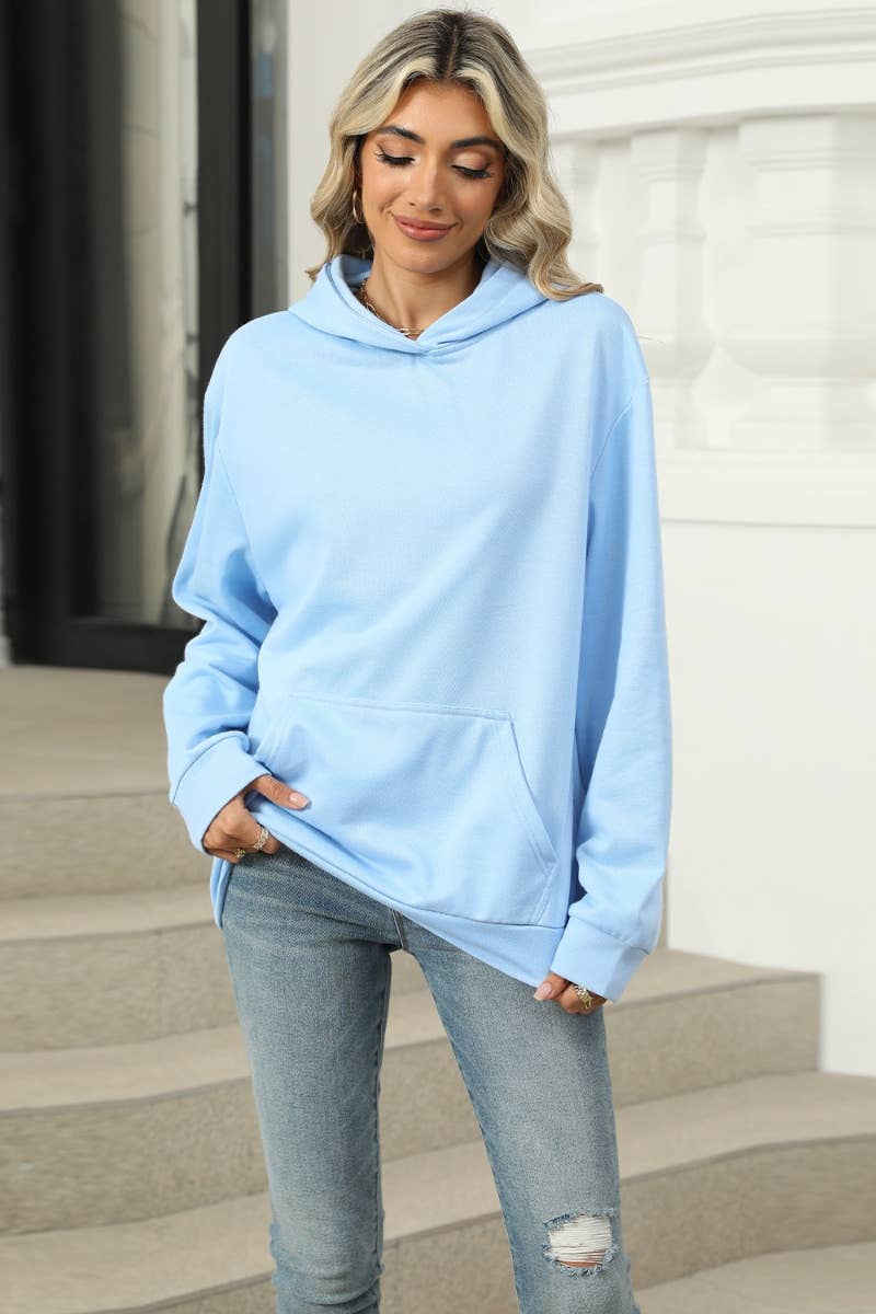 CWOHOL1028_SOLID COLOR HOODED POCKET LONG-SLEEVED HOODIE