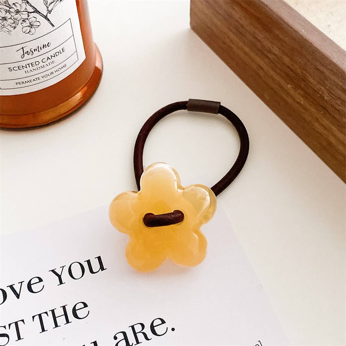 6PCS/SET ACRYLIC BEAR FLOWER BOW HAIR TIES_CWAHA0337