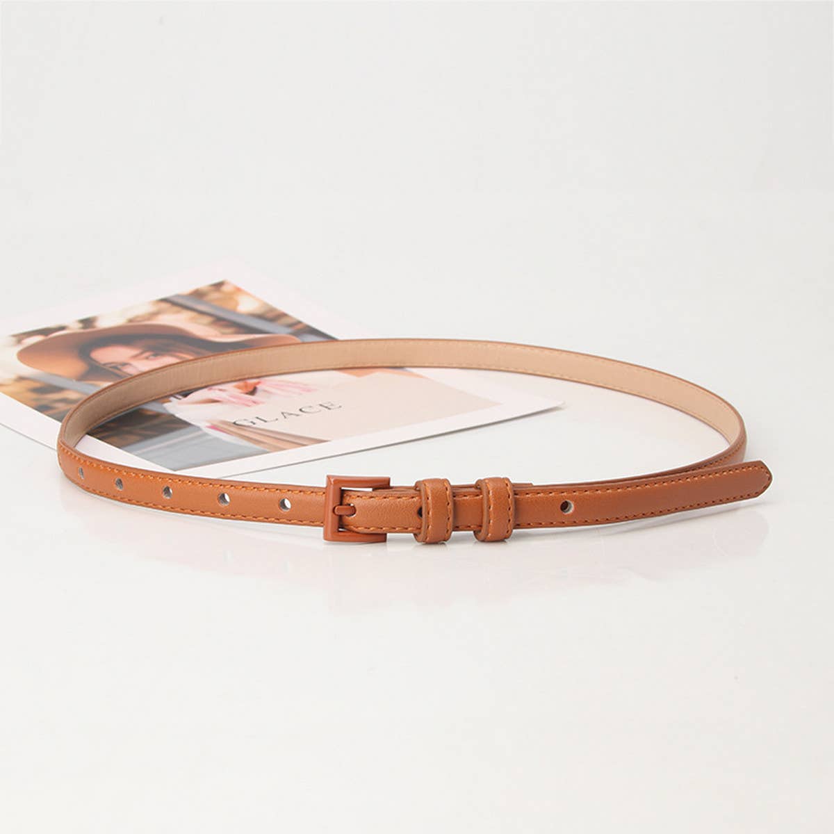 CWABE0907_WOMEN'S SMALL SQUARE BUCKLE THIN BELT