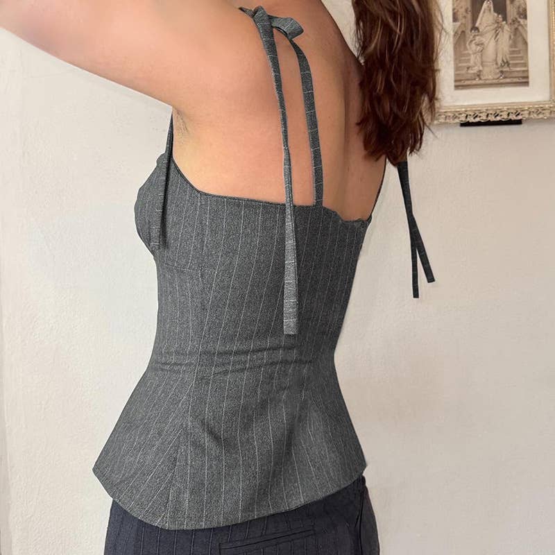 Striped irregular slim-fit suspenders