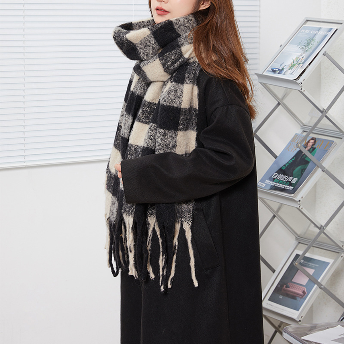 Women??¢s Warm Small Check AC Scarf ??Sweet Style_CWASC2695