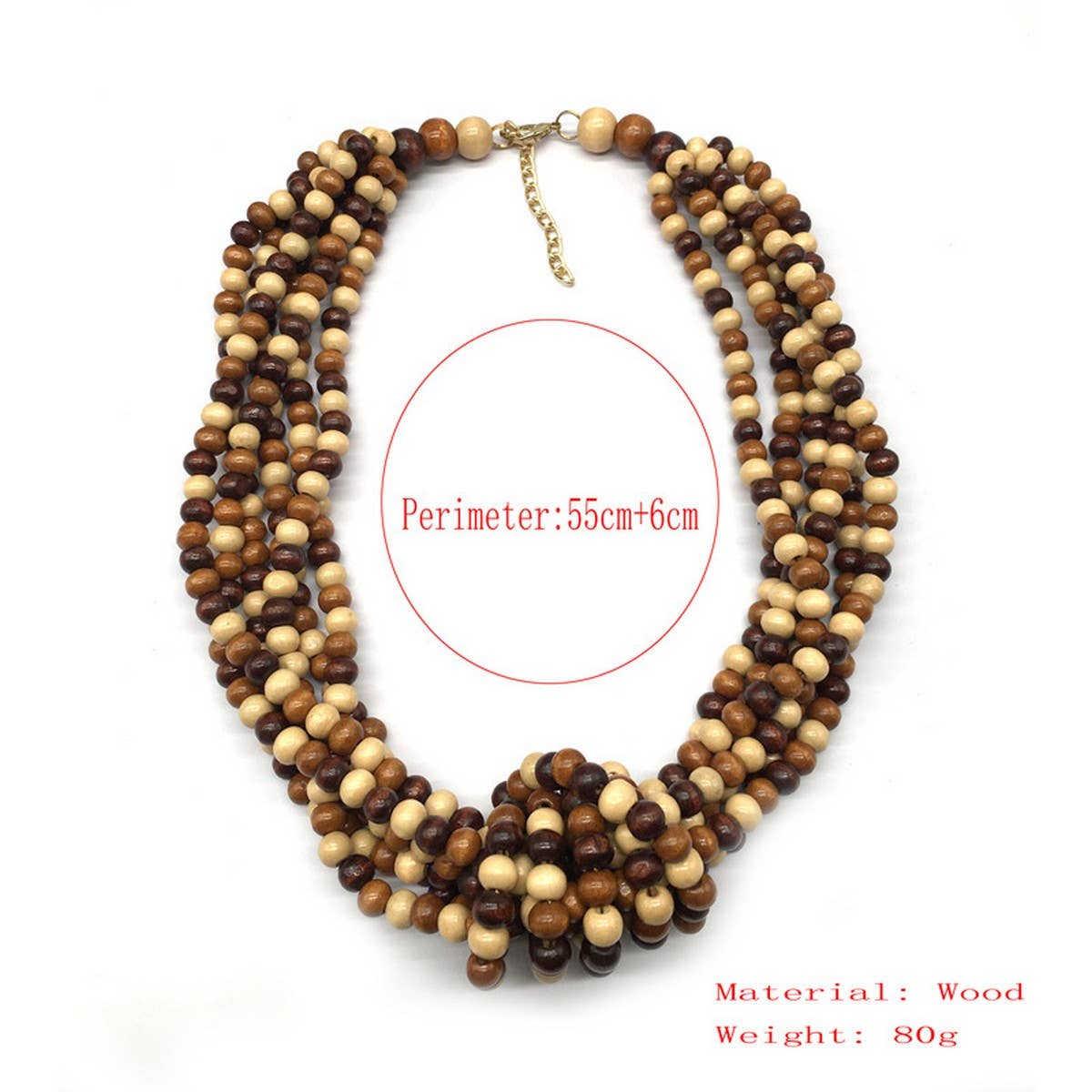 BOHEMIAN MULTI-LAYER WOODEN BEAD KNOT NECKLACE_CWMM4735