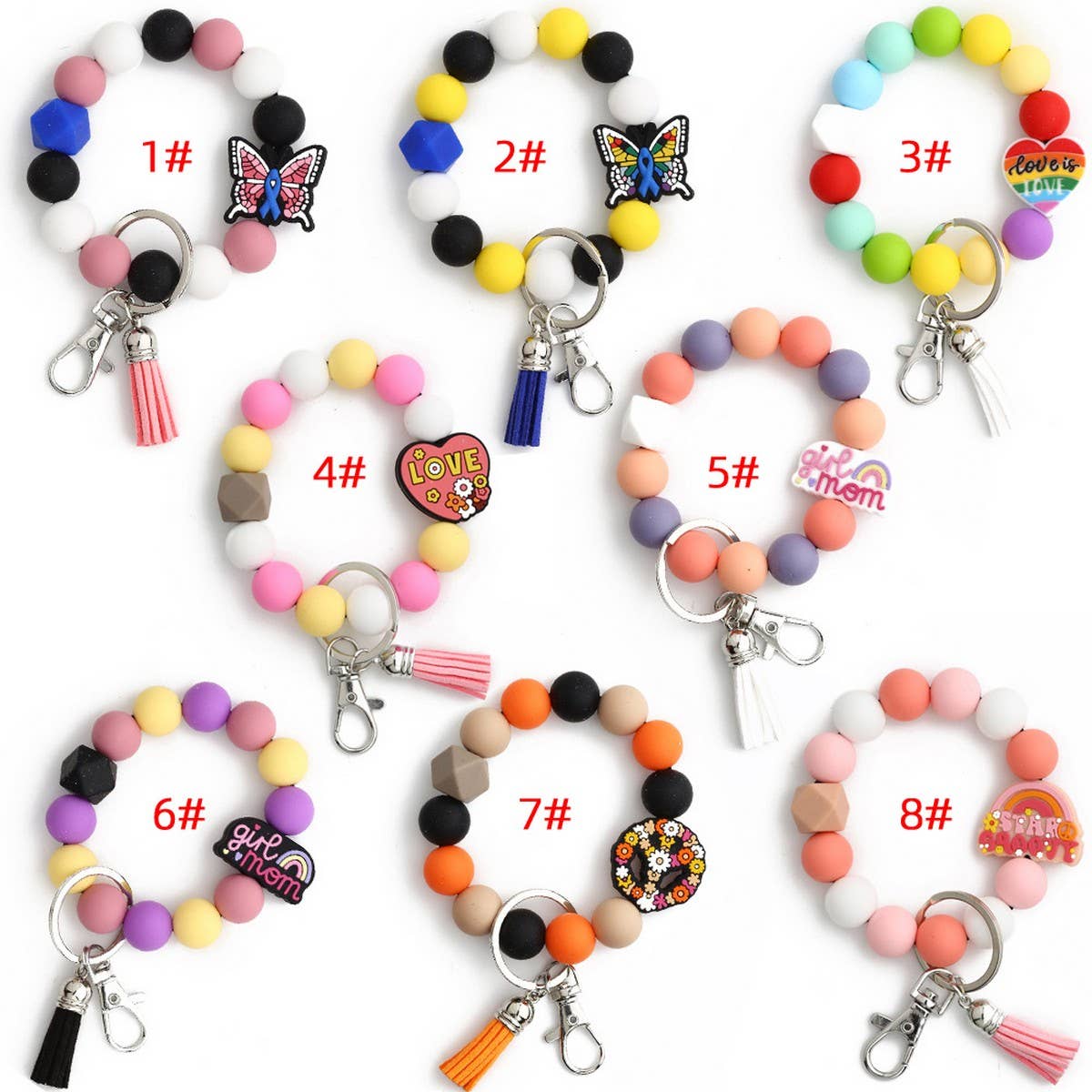Cartoon Animal Keychain with Silicone Bead Bracelet_CWMM6878