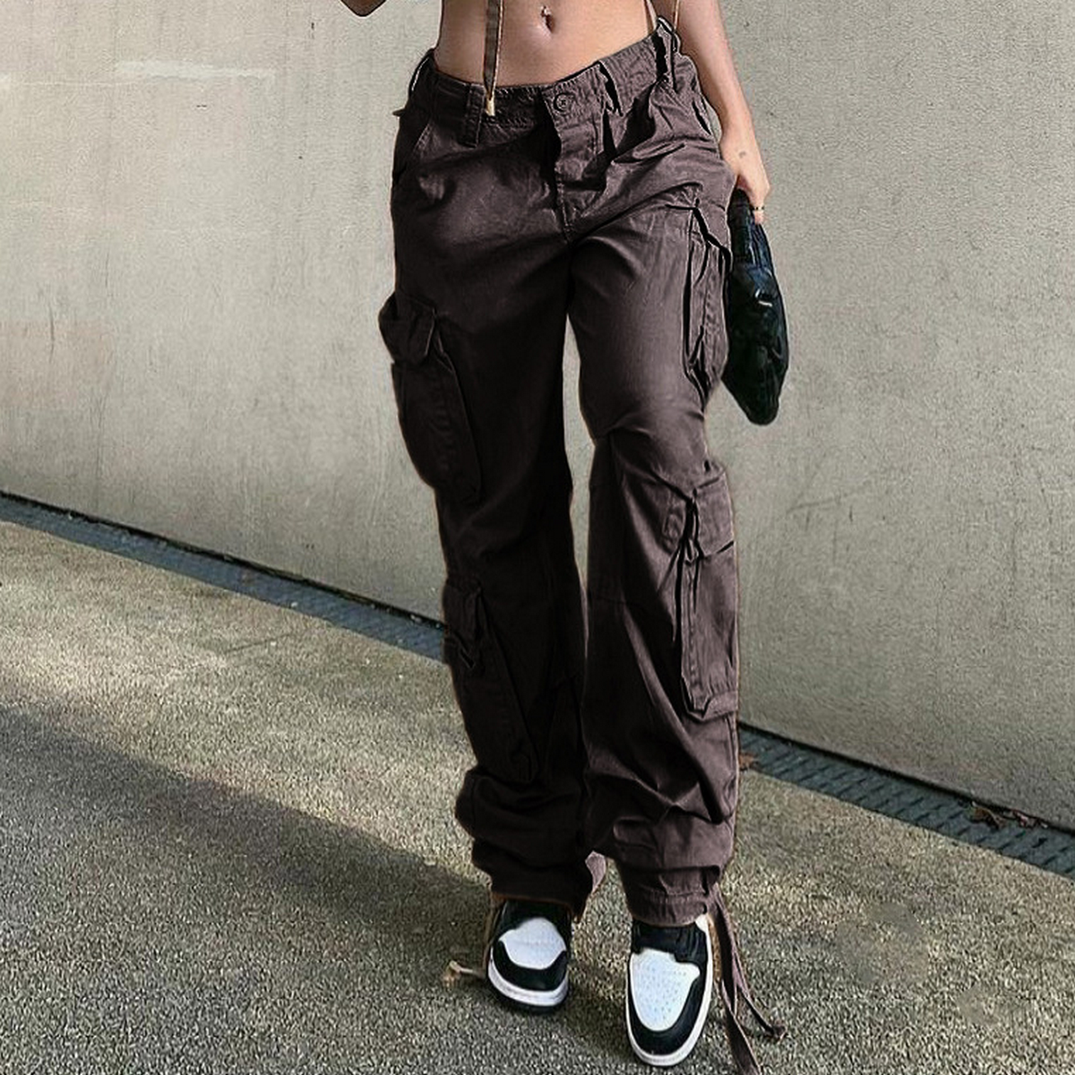 Urban Hip-Hop Washed Denim Cargo Pants