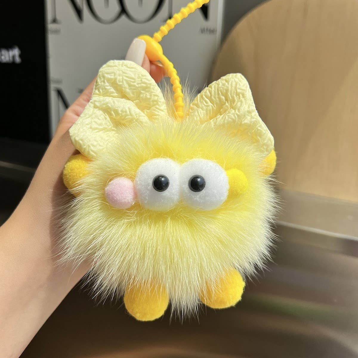 CUTE BOWKNOT BIG EYES CAR KEYCHAIN PLUSH PENDANT