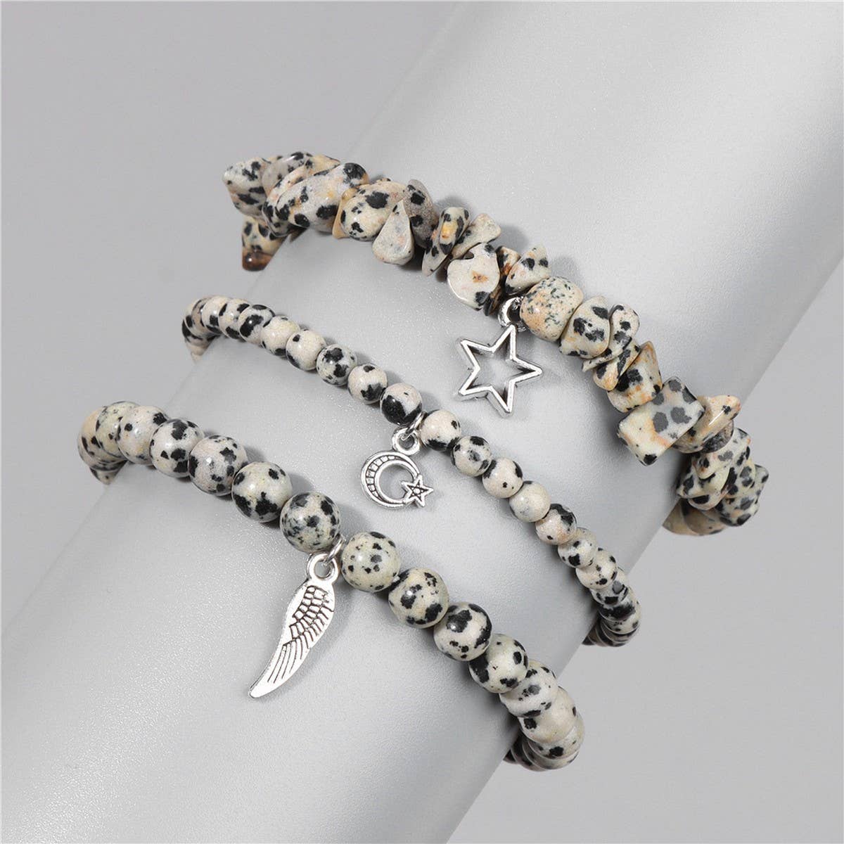 CWAJE4223_NATURAL STONE SIMPLE STAR LEAF PENDANT BRACELET