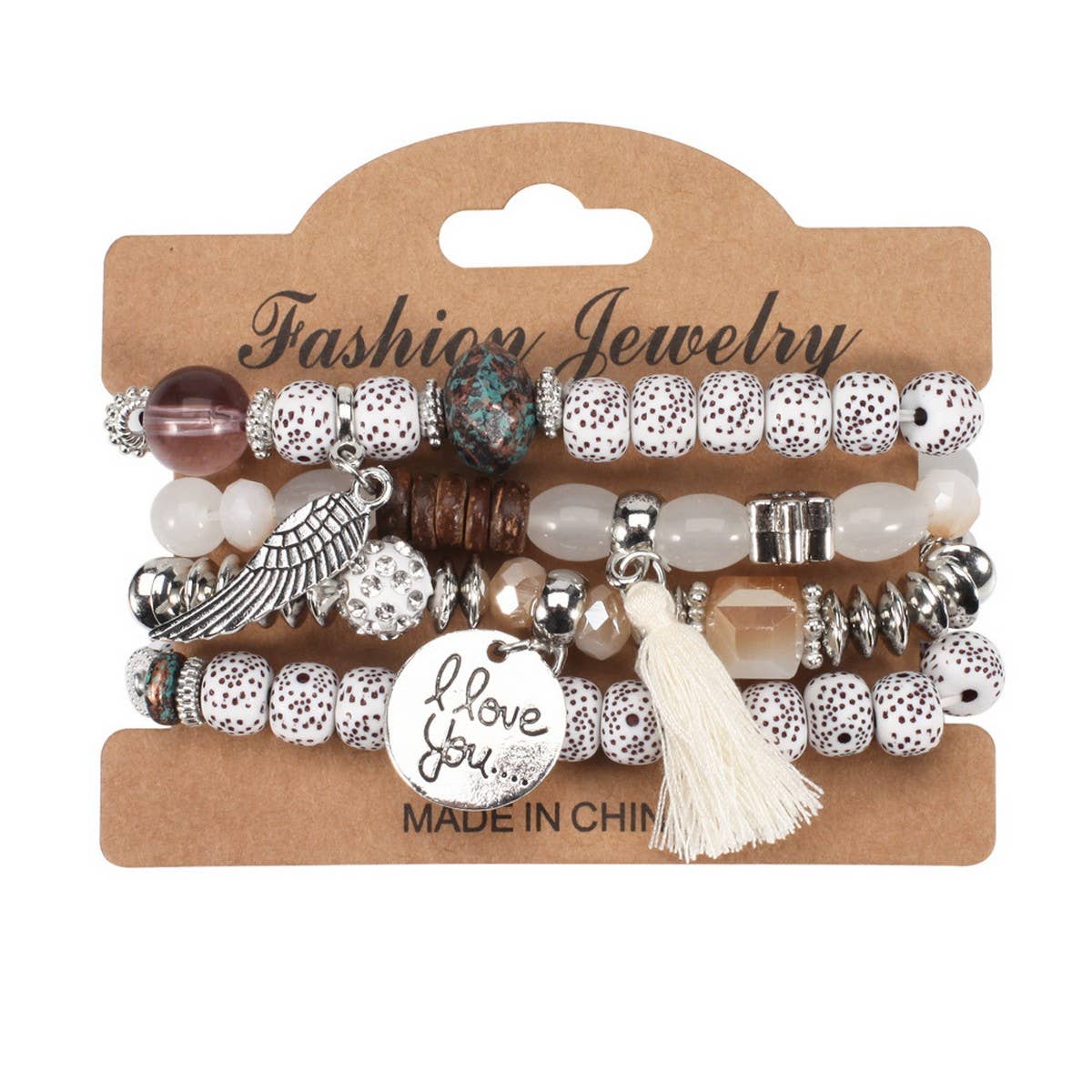 CWMM10449_BOHO WING CHARM MULTI LAYER BUDDHA BEAD BRACELET