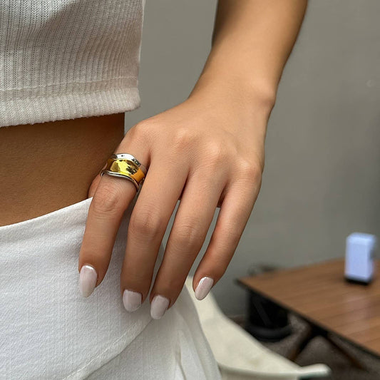 PERSONALIZED GEOMETRIC RIPPLE RETRO IRREGULAR RING_CWAJE1812