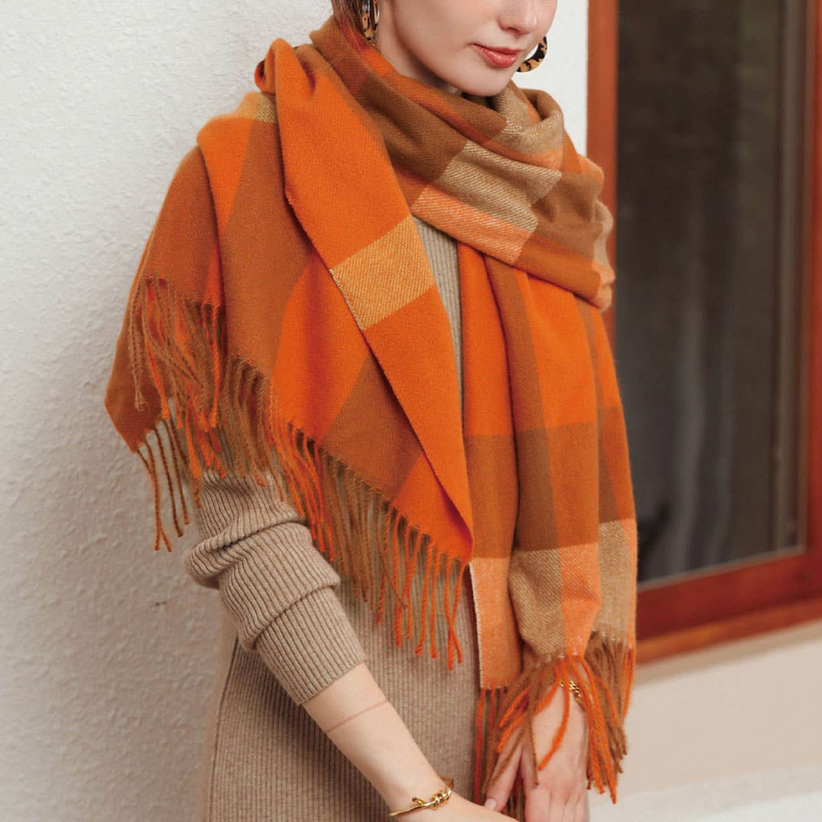 2025 Fashion Plaid Tassel Scarf - Winter Warmth_CWASC0185