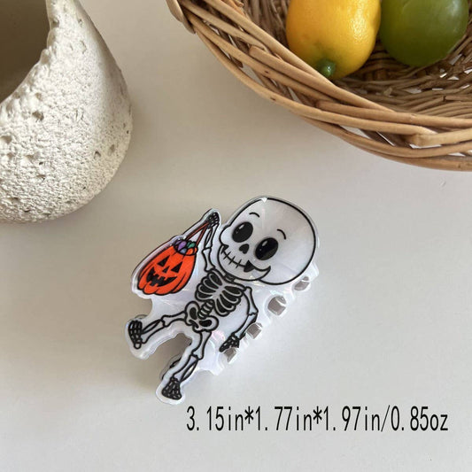 CWAHA07711_HALLOWEEN GHOST SKULL PUMPKIN CLAW CLIP