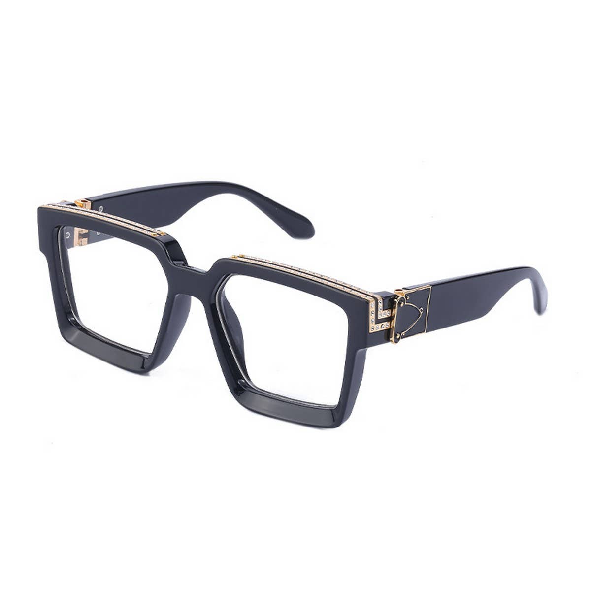 LARGE SQUARE FRAME SUNGLASSES WITH DIAMONDS