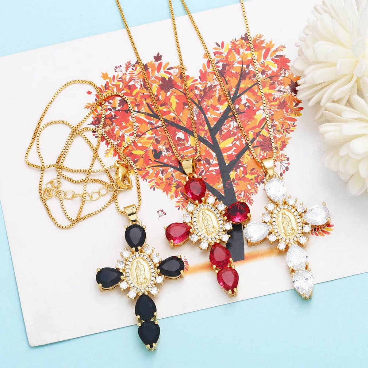 VIRGIN MARY CROSS NECKLACE