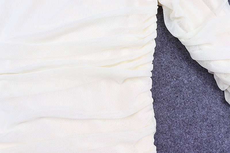 Sexy Off-Shoulder Mesh Bell Sleeve Crop Top