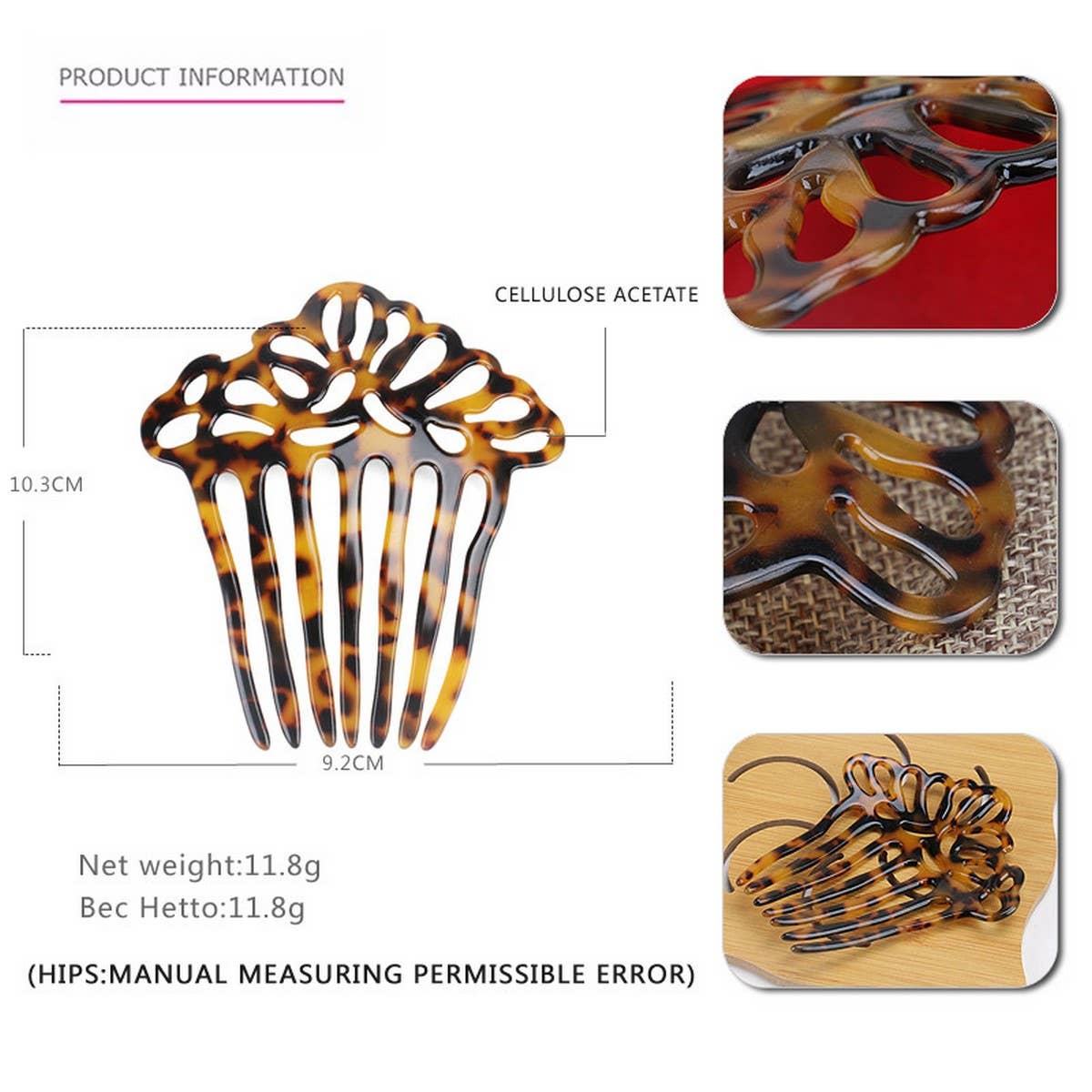 HOLLOW ACETATE COMB HAIR ACCESSORIES