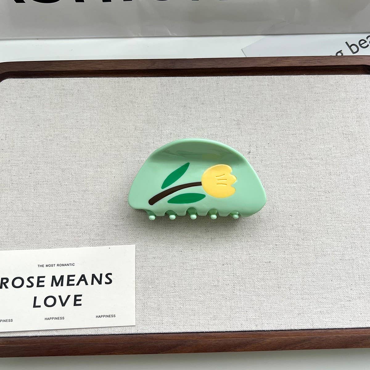 Colorblock Tulip Hair Claw,  Floral Acetate Clip