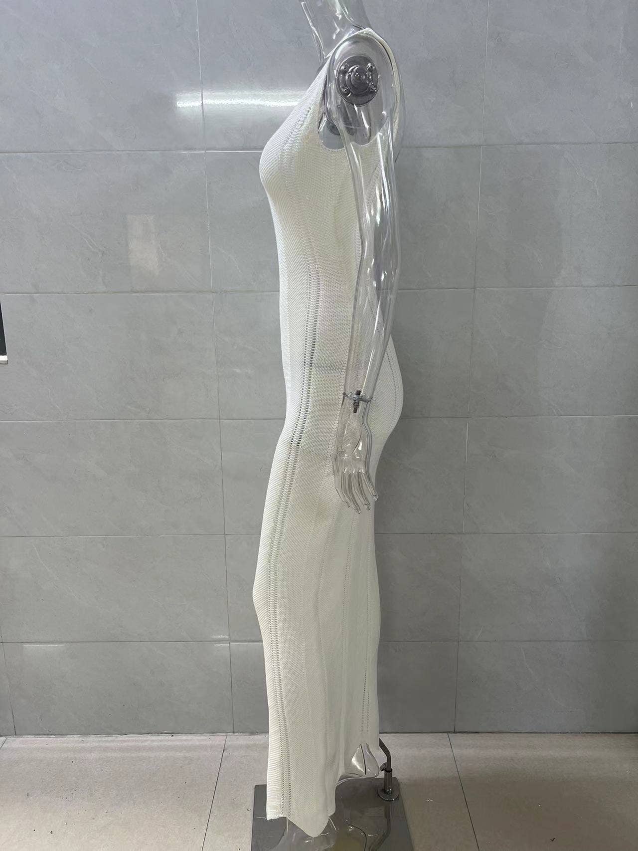 Sexy cutout backless long knitted dress