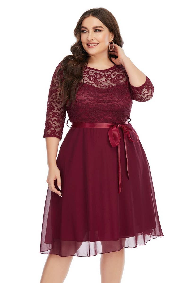 CWDMD3227_PLUS SIZED LACE CHIFFON PANEL EVENING GOWN DRESS