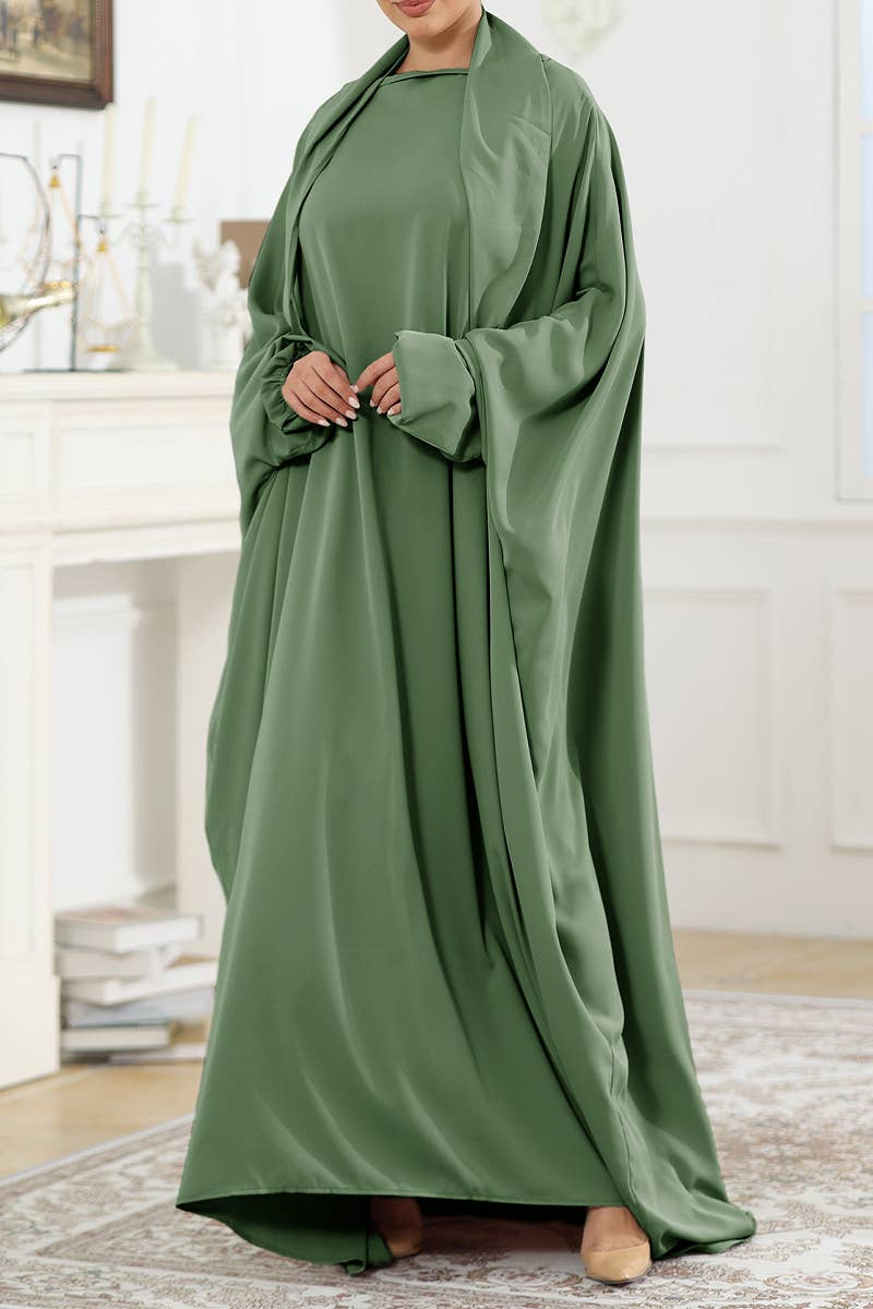 CWDMD5314_SOLID COLOR ROBE WITH STRAPS LOOSE DRESS