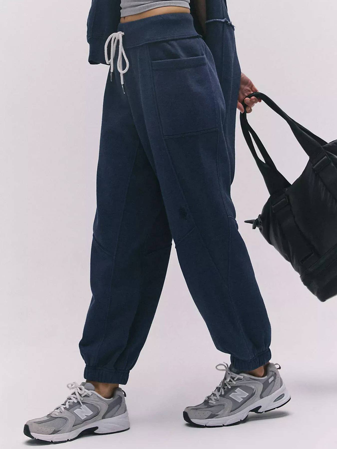 Spliced sports elastic waist guard pants