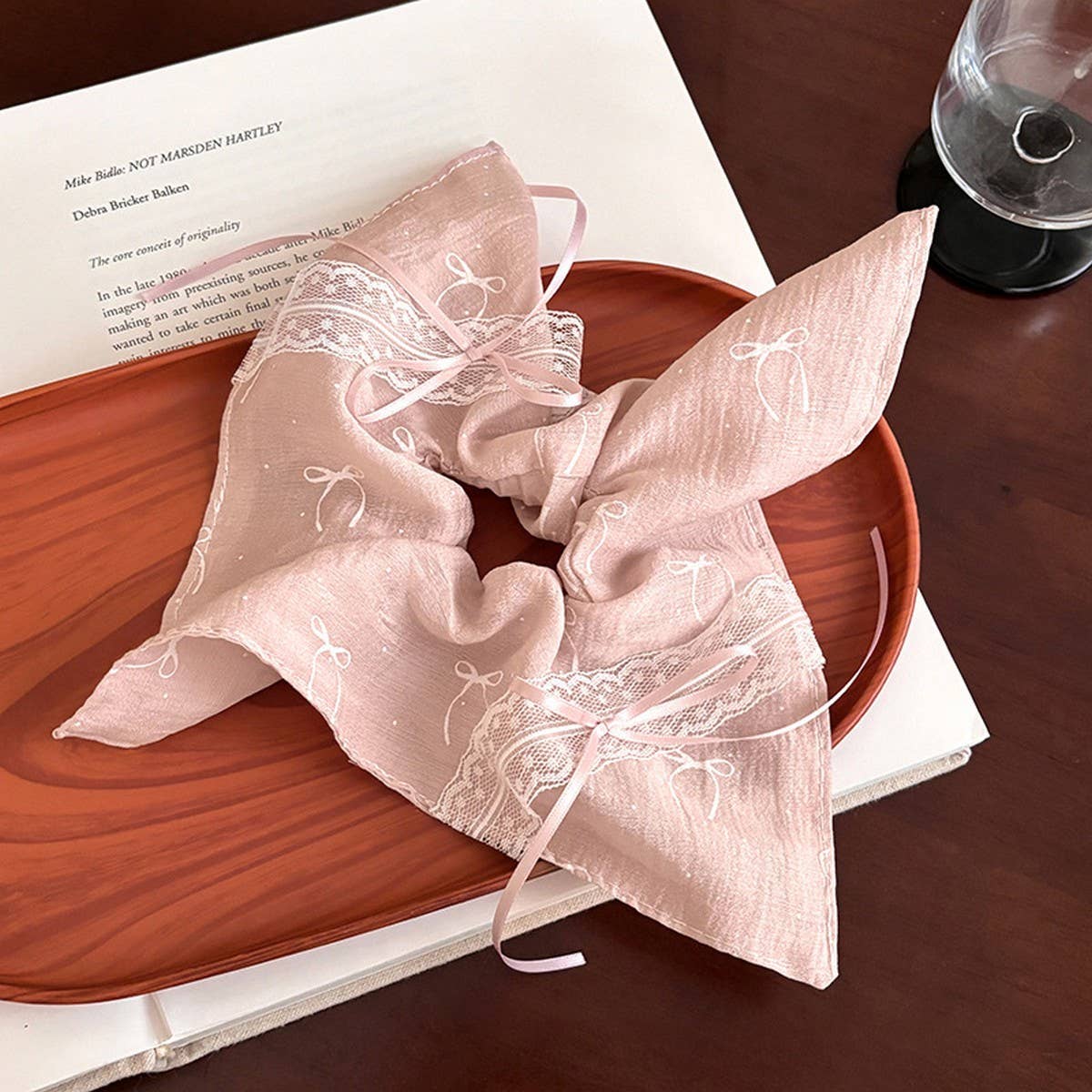 Lace Bow Scarf Scrunchie Elegant Hair Tie