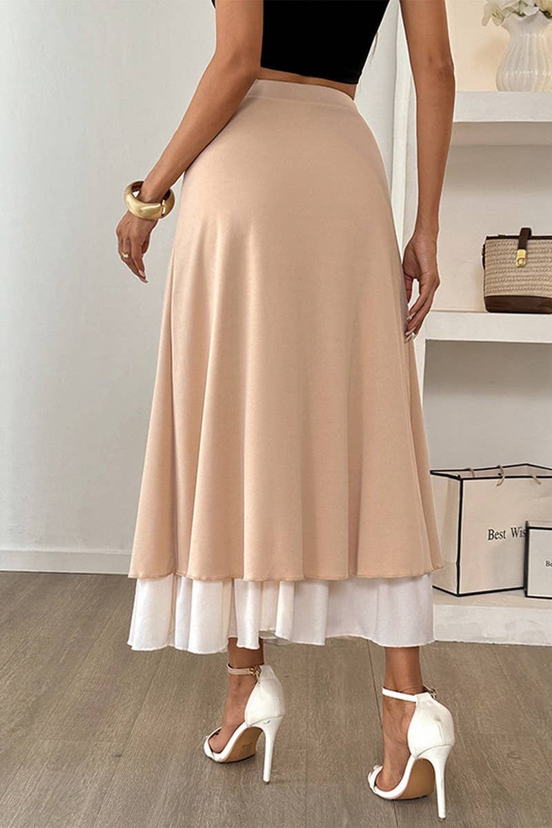 CWBMS0462_BUTTON DETAIL TIERED CASUAL VACATION SKIRT