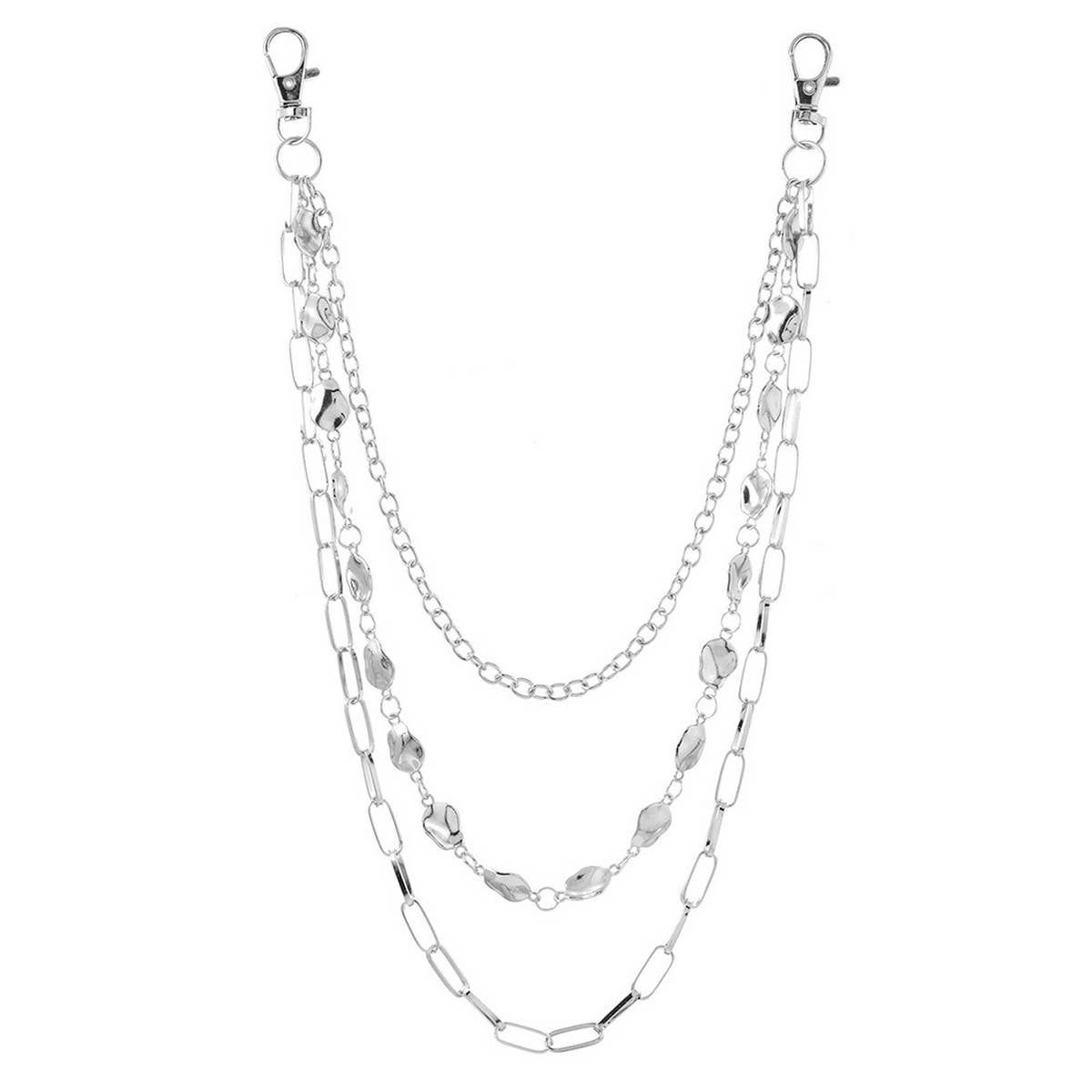 MULTI-LAYERED RHINESTONE METAL TROUSER CHAIN