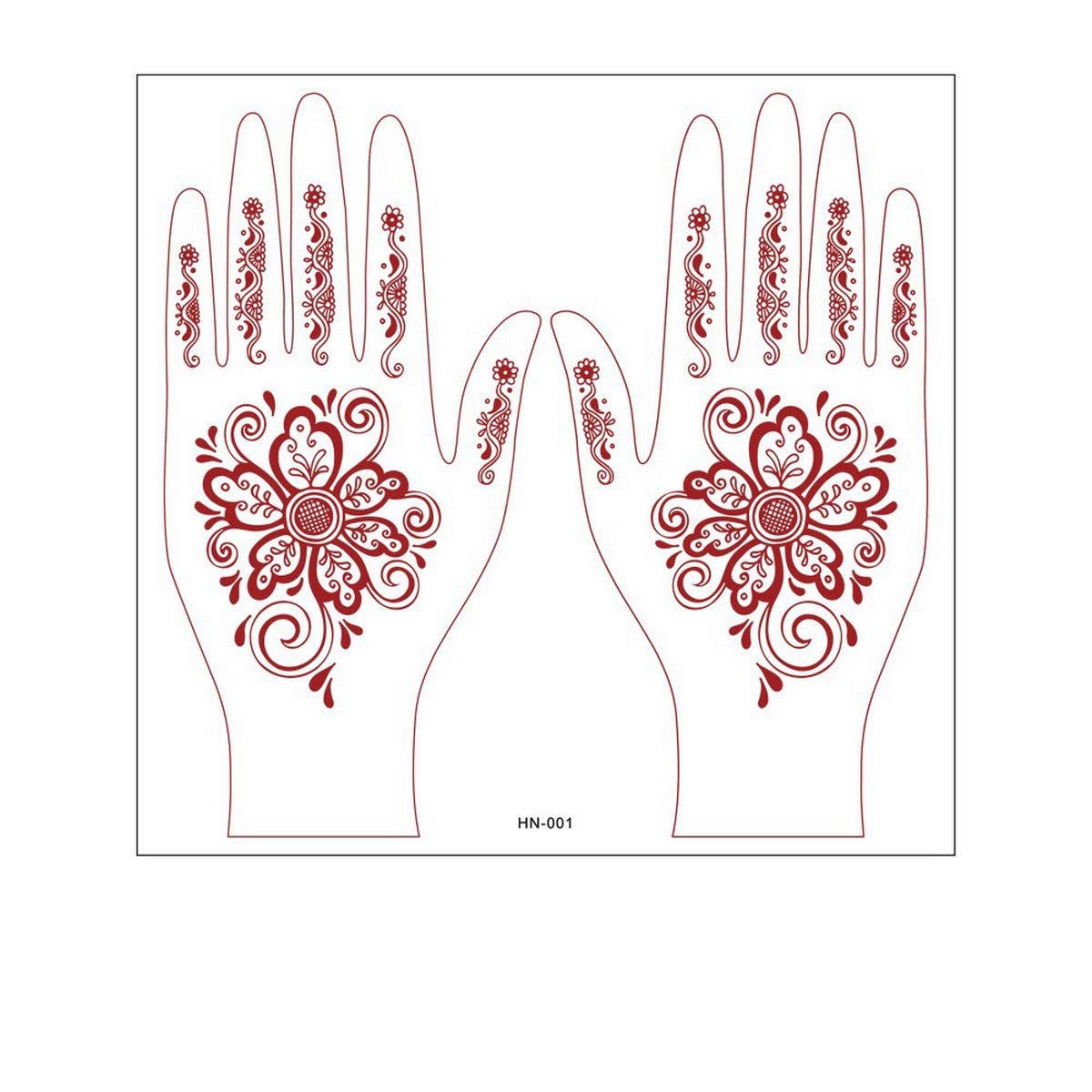 Realistic Henna Tattoo Stickers Brown Red Lace_CWMM8361
