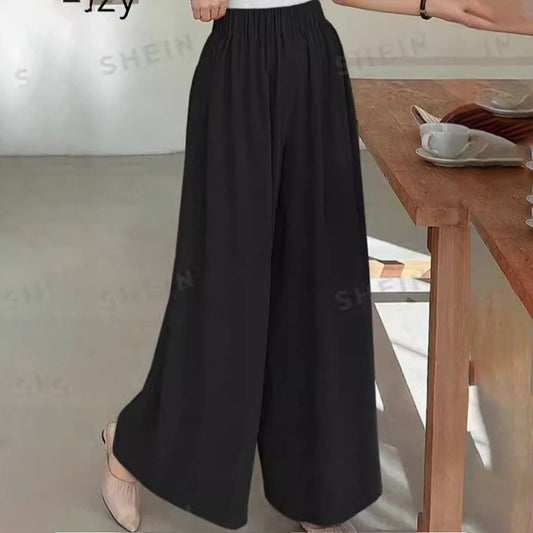 Fashion solid color long baggy wide-leg pants