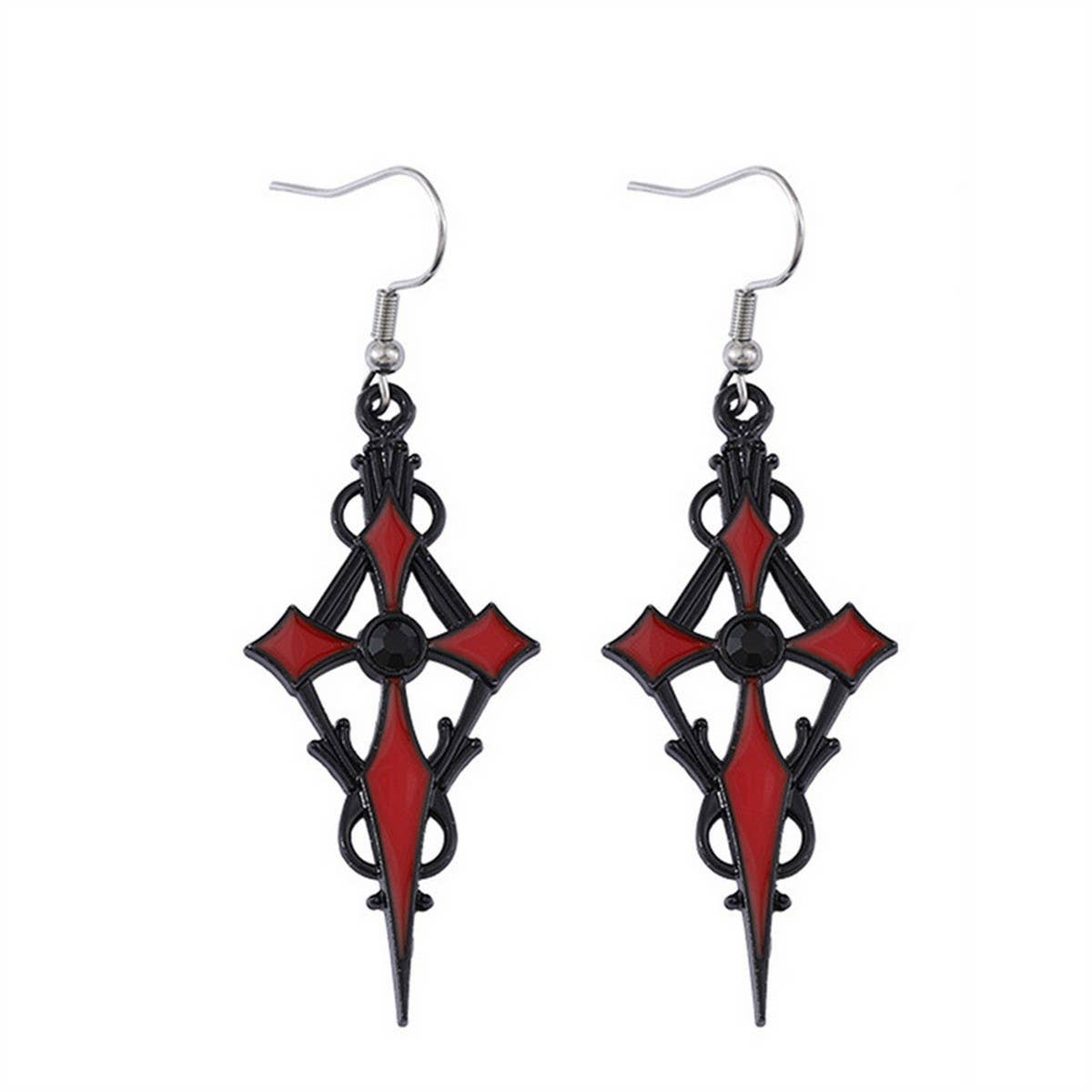 PERSONALIZED POINTED CROSS VAMPIRE EARRINGS_CWAJE1982