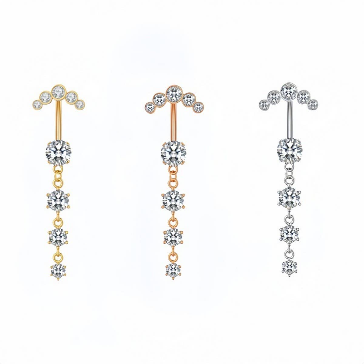 Multi CZ Belly Ring Dangle Navel Piercing Dance