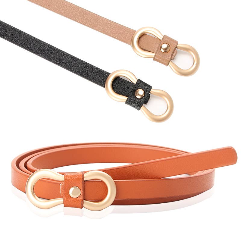 Fashionable versatile PU leather thin waist strap