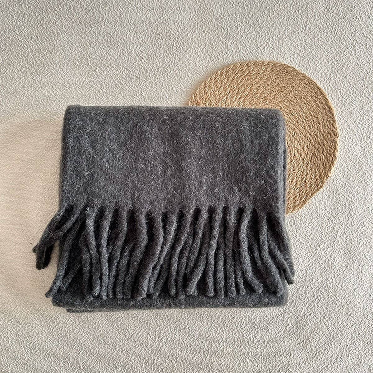 Red Wool Blend Scarf for Winter ??Soft & Warm_CWASC2282