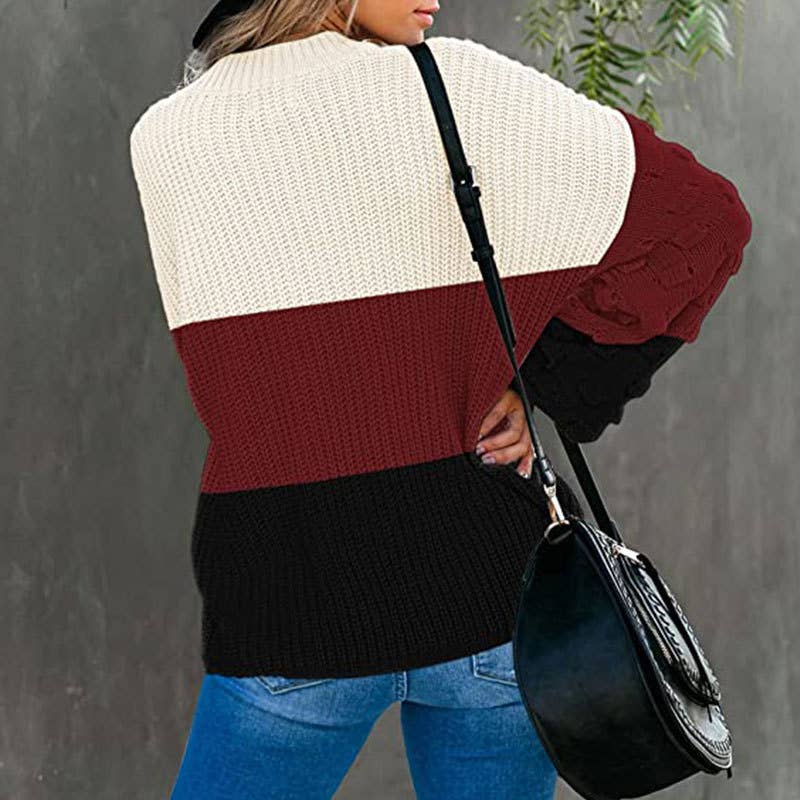 SWEATER KNITTED WITH LARGE SLEEVES AND CREW NECK