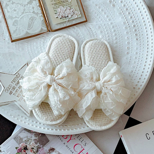 NEW RETRO SWEET BIG BOW SOFT BOTTOM SLIPPERS