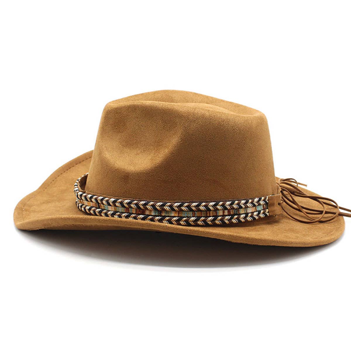 Faux Suede Cowboy Hat with Braided Band Unisex_CWAH2504
