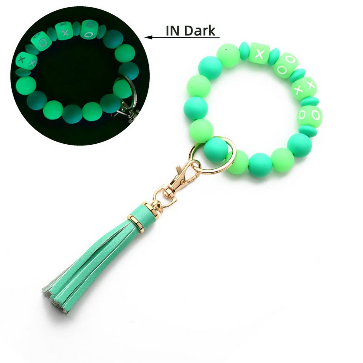 Glow-in-the-Dark Wristband with Tassel Keychain