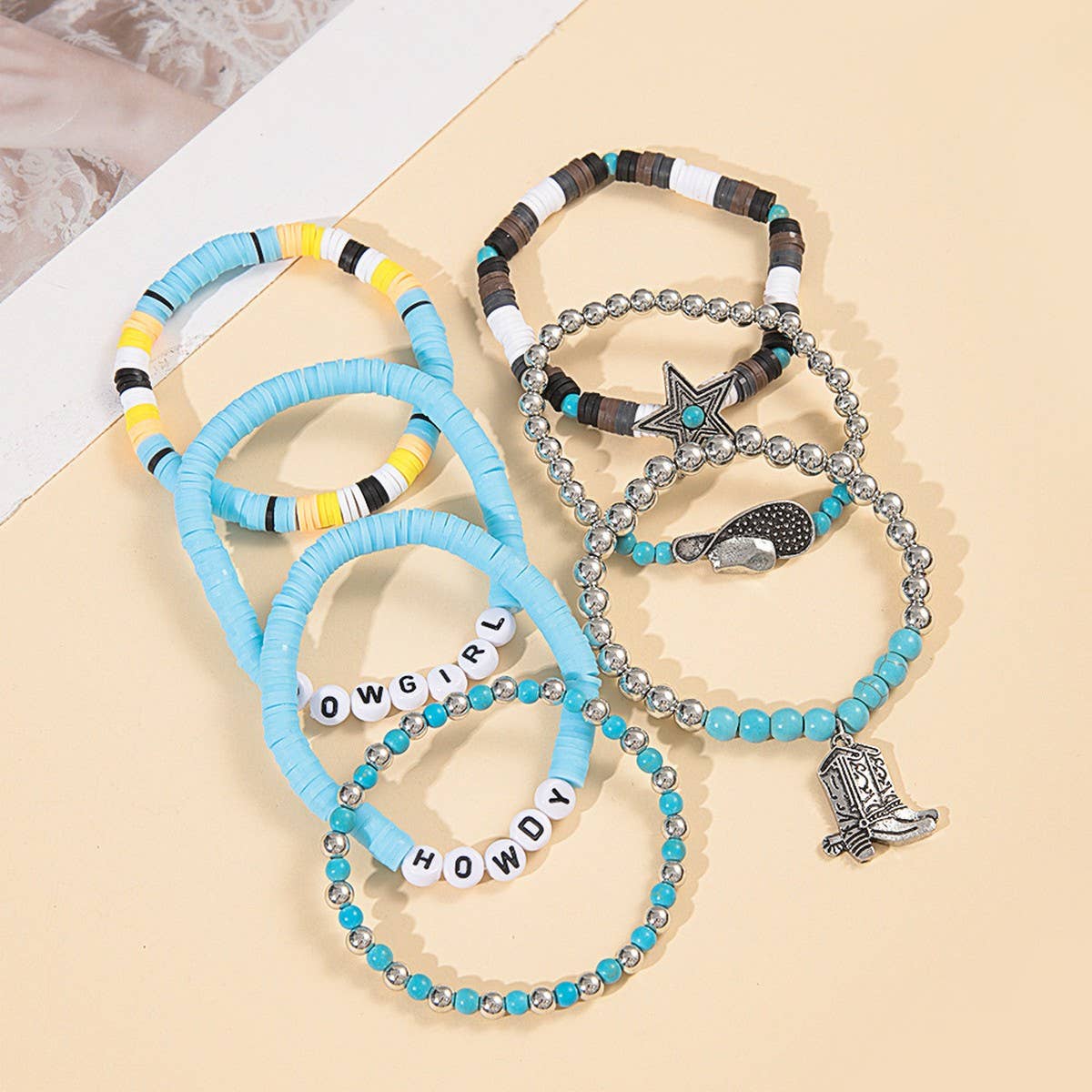 ETHNIC STYLE BULL HEAD CACTUS BRACELET SET