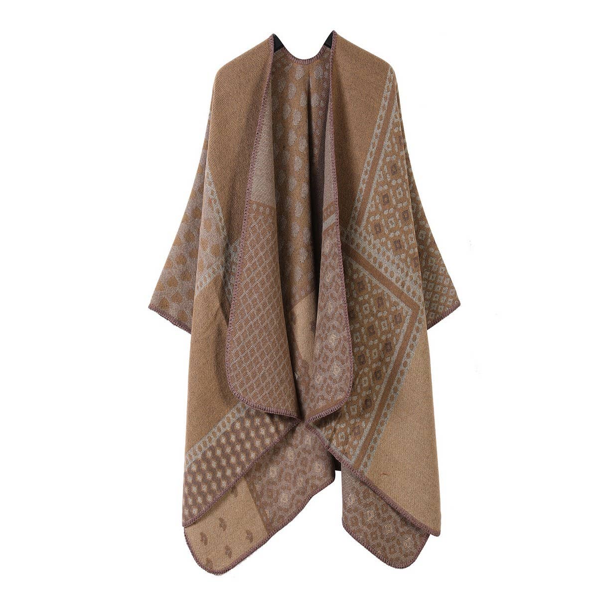 SHAWL SCARF FAUX CASHMERE SLIT CAPE