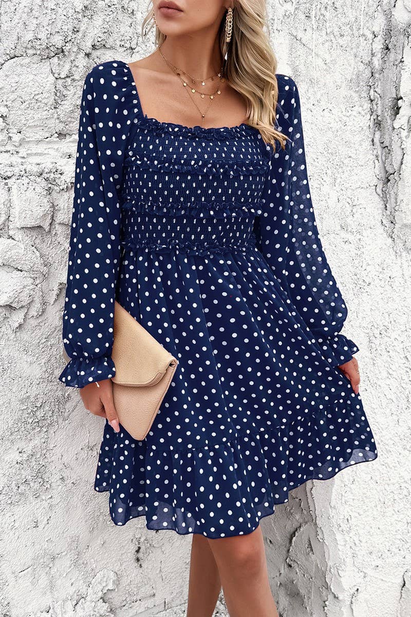 TEMPERAMENT CASUAL POLKA DOT DRESS_CWDSD2818