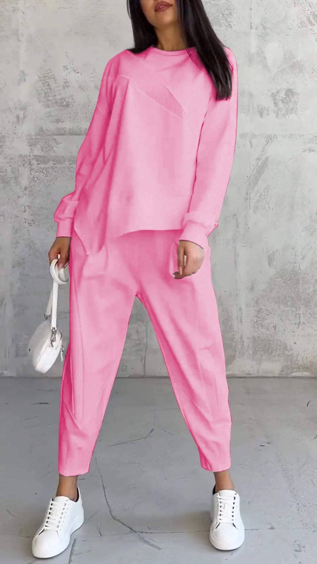 Round-neck loose irregular long-sleeved suit