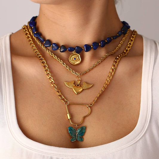 Bold Cuban Chain Necklace with Angel Wings_CWMM8865