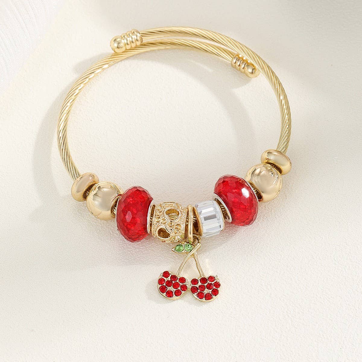 Unique Beaded Bracelet with Flower & Eye Pendant