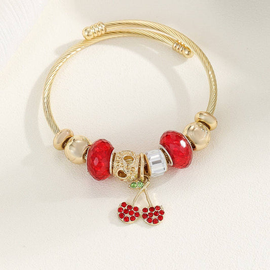 Unique Beaded Bracelet with Flower & Eye Pendant