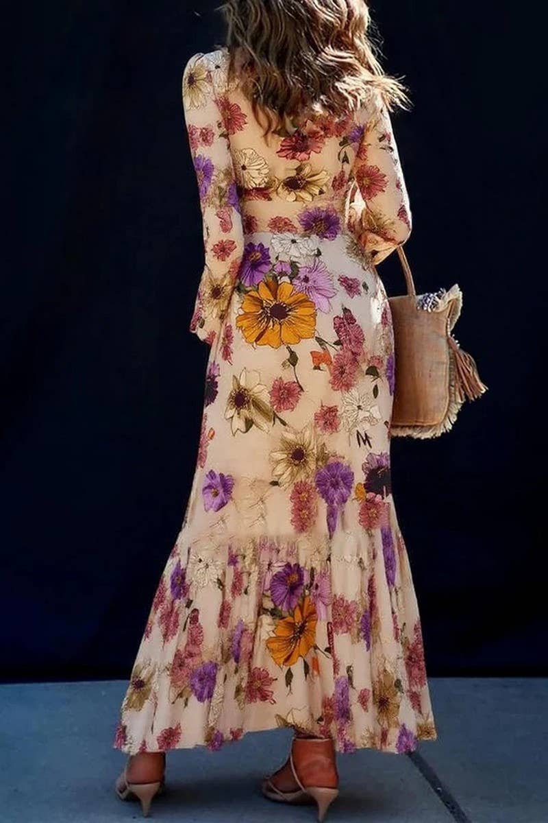 CWDMD01223_RUFFLED TIE FLORAL CHIFFON MAXI DRESS