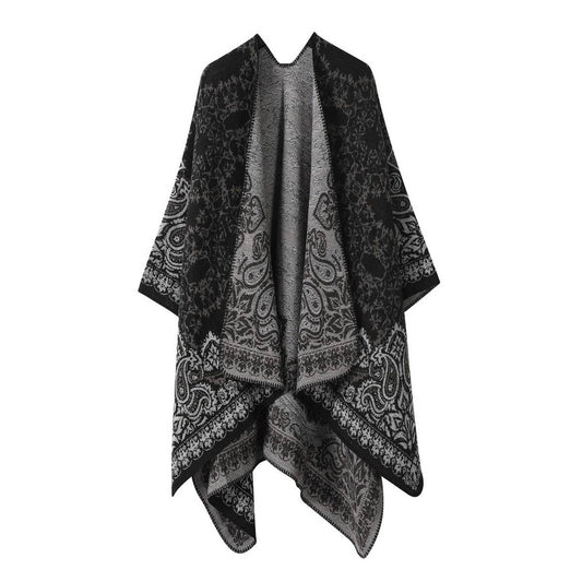 CAPE DARK DOUBLE-SIDED WARM OUTER WEAR THICK SHAWL_CWASC2118