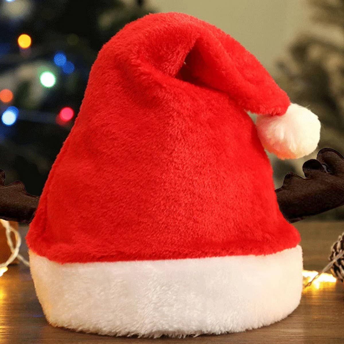 CWAH4074_CHRISTMAS SANTA CLAUS HAT WITH DEER ANTLERS