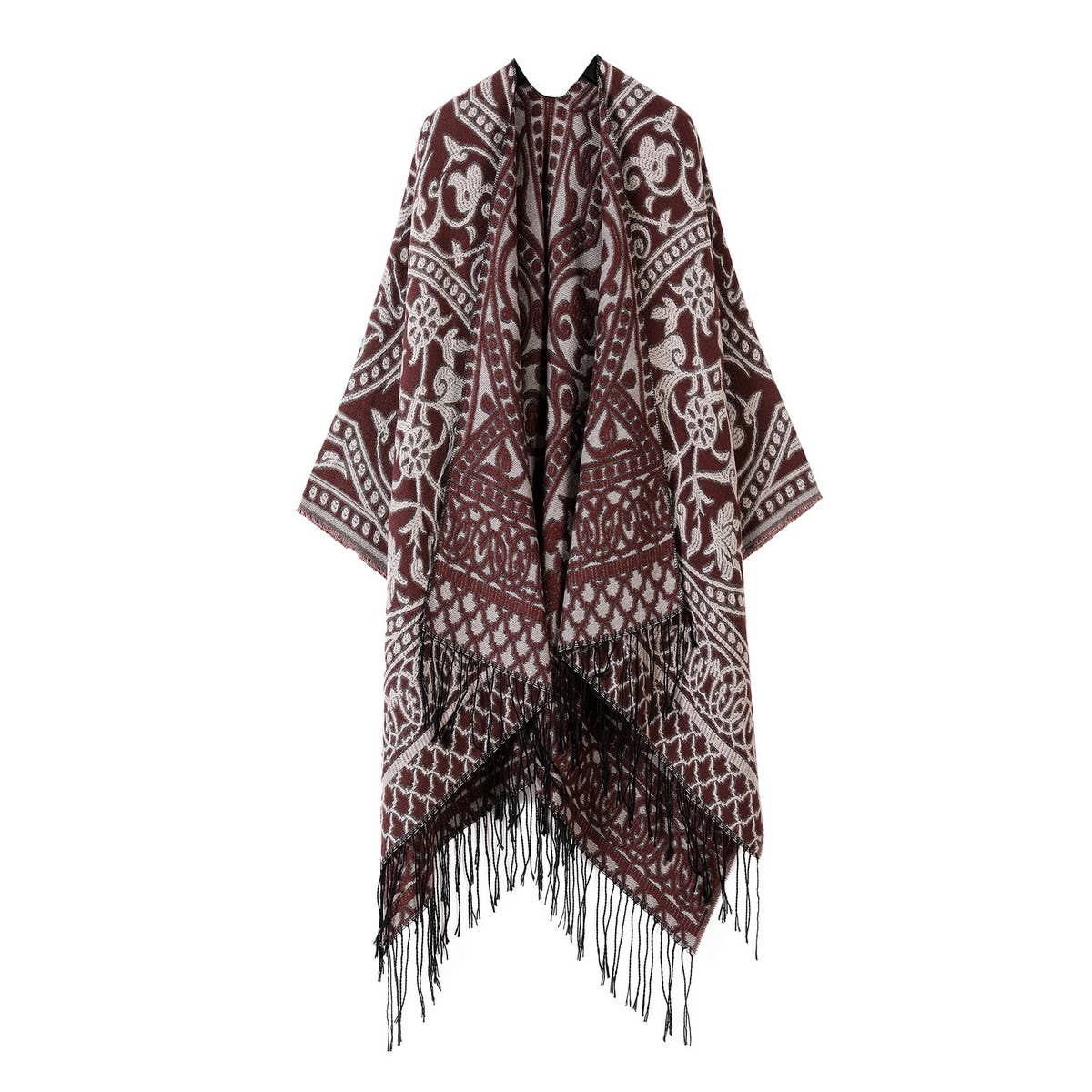 WARM FAUX CASHMERE TASSEL SCARF CAPE SHAWL