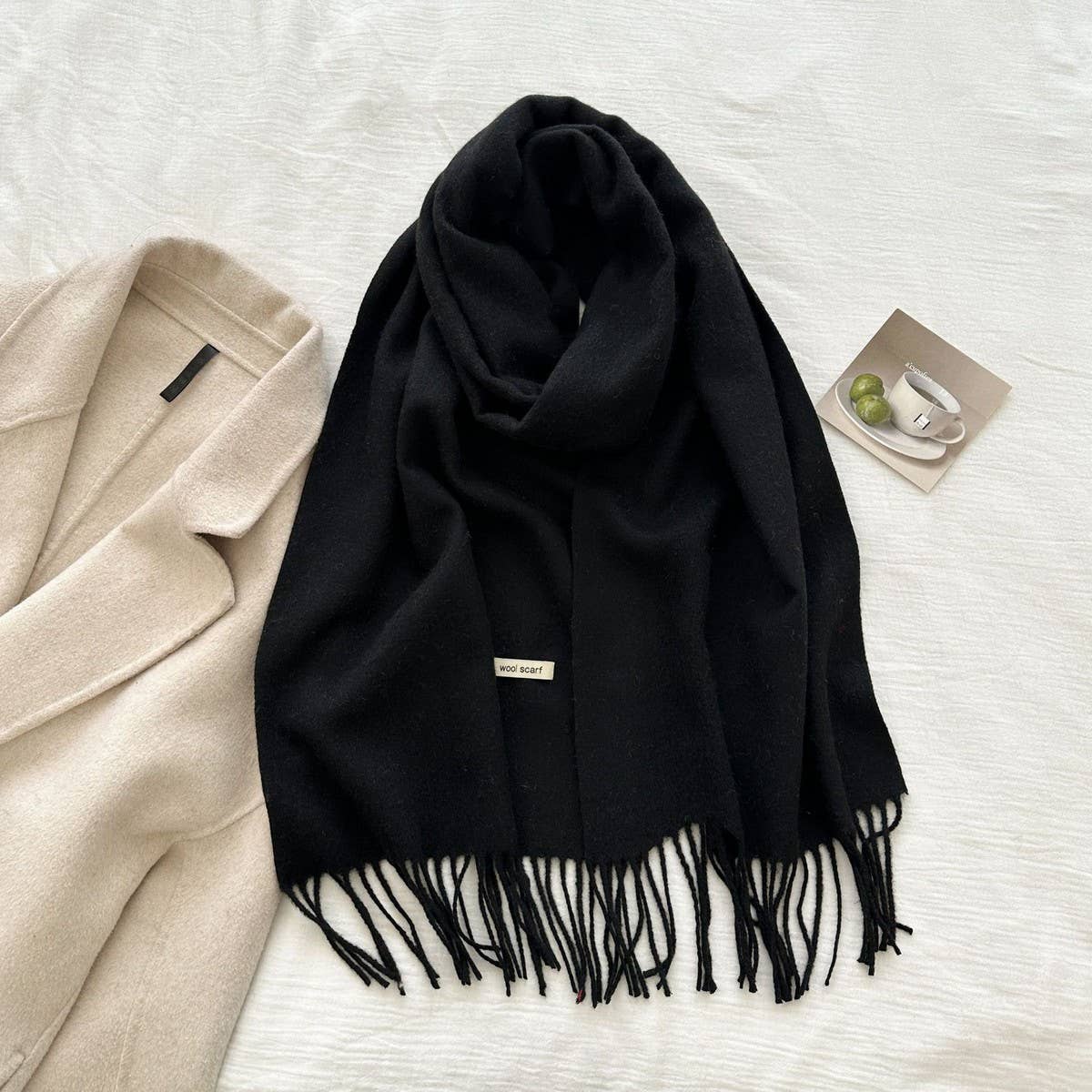 CWASC03137_SOLID WOOL WIDE SCARF WITH TASSELS FOR WOMEN MEN