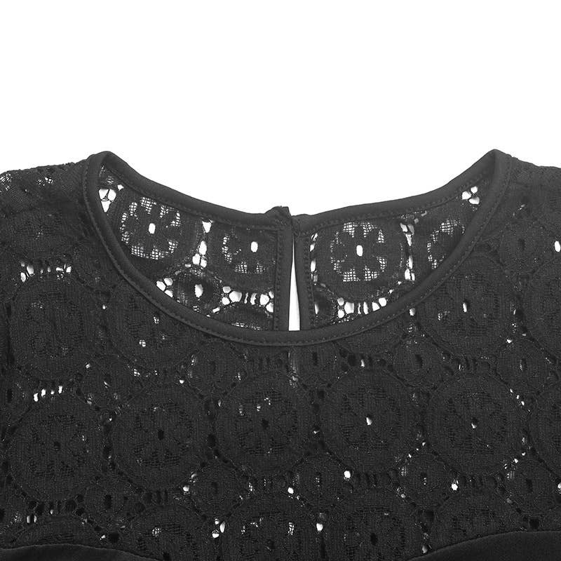 Patchwork puffed sleeve long-sleeved jumpsuit